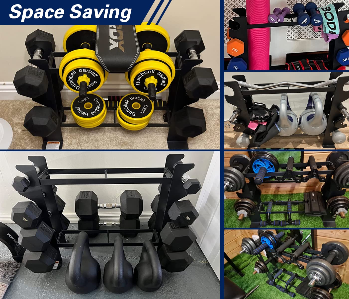DONOW 2-Tier Compact Dumbbell Rack Stand for Home Gym - Space-Saving Dumbbell Storage Organizer (26.75