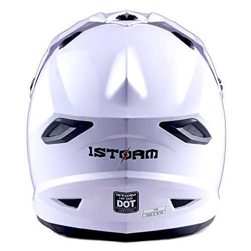 1Storm Adult Motocross Helmet BMX MX ATV Dirt Bike Helmet Racing Style HF801 with Bluetooth Headset - Glossy White - Perfect for Off-Road Racing, Motorcycle Adventures & Extreme Sports