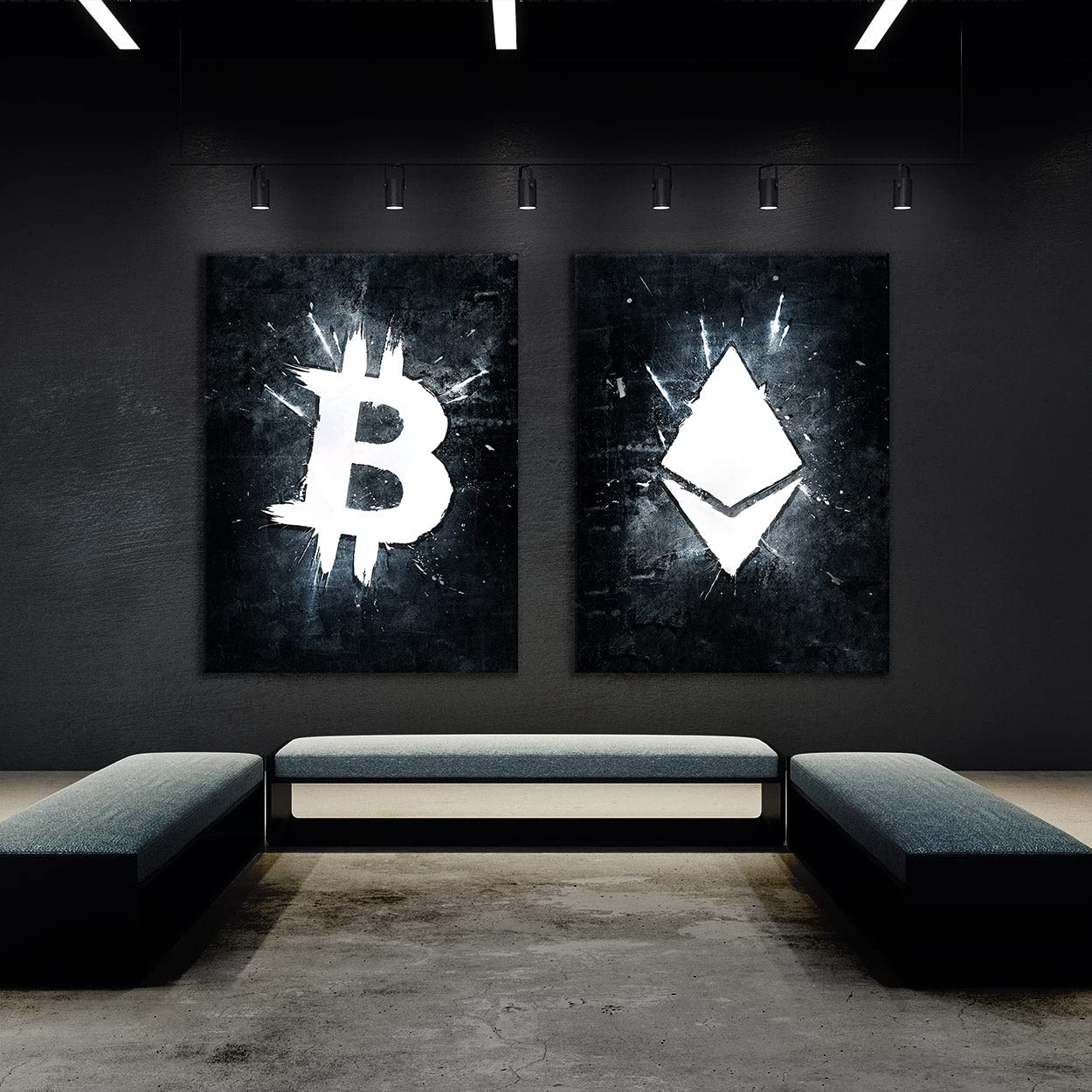 Crypto Canvas Wall Art - Bitcoin & Blockchain Themed Modern Home Decor for Living Room, Office & Gifts