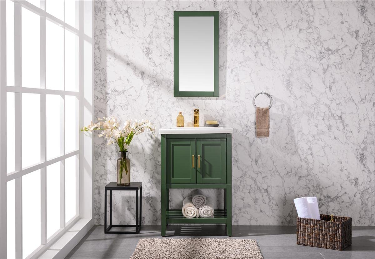 Legion Furniture 24-inch KD Vogue Green Bathroom Vanity with Sink - Modern Space-Saving Design for Small Bathrooms & Powder Rooms