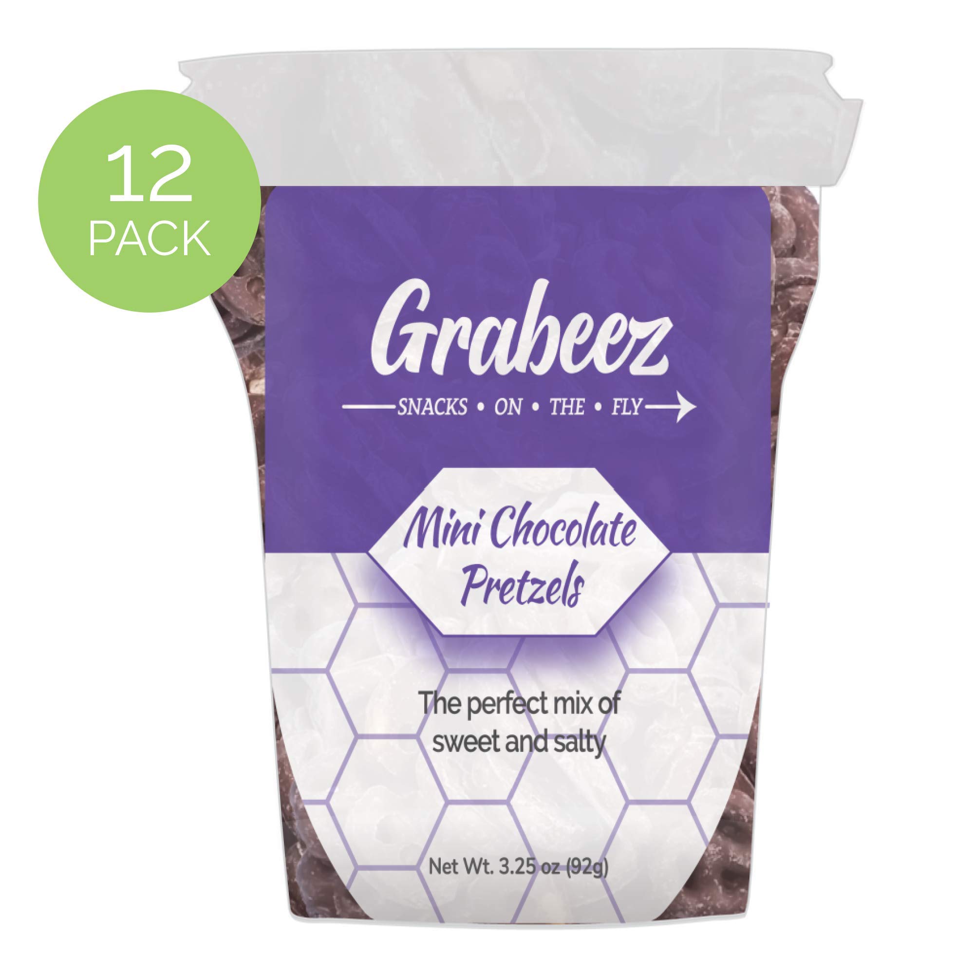 Grabeez Mini Chocolate Pretzels - 12 Pack (3.25oz Each) - Perfect for Snacking, Party Favors & Office Treats