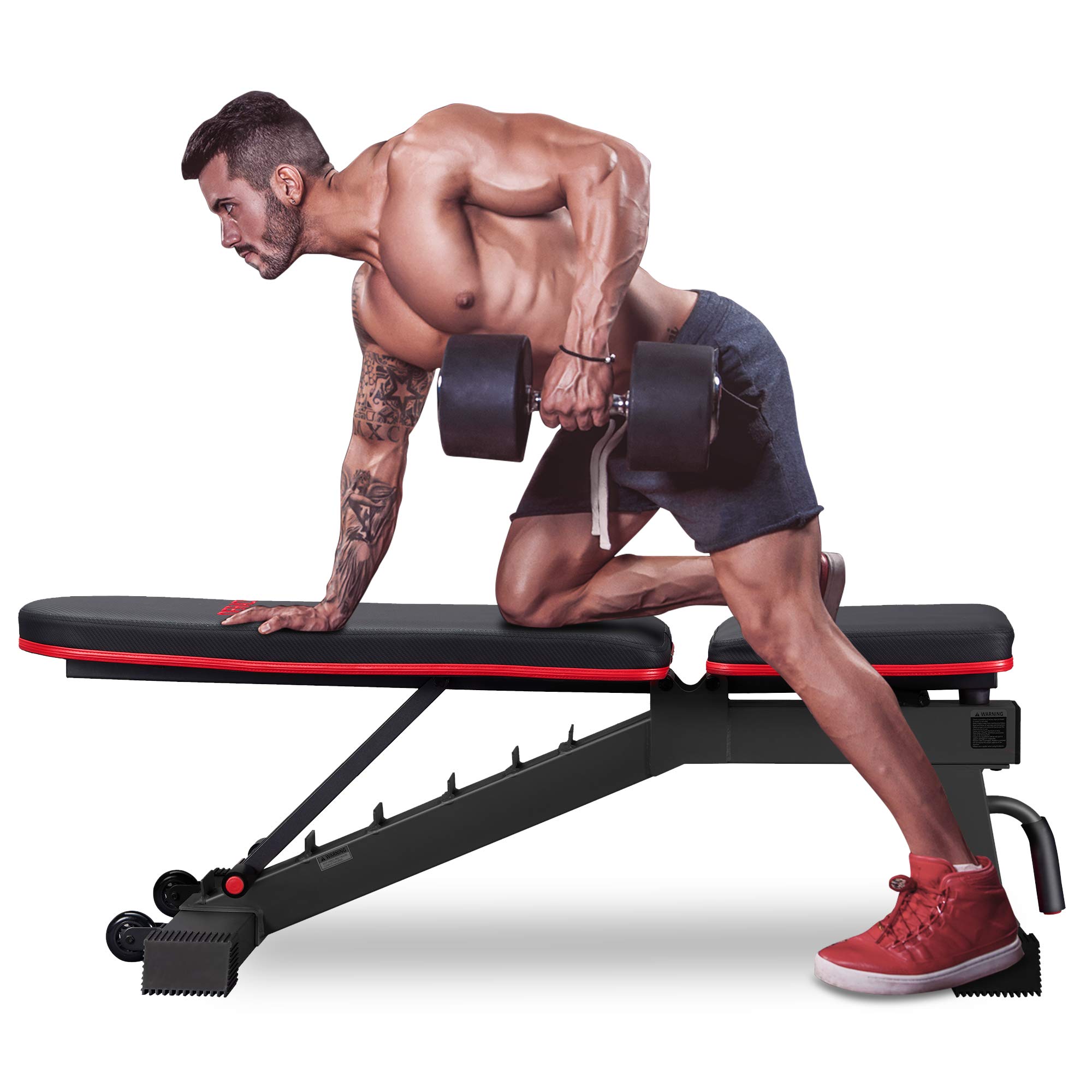 DERACY Adjustable Weight Bench for Full Body Workout - Incline & Decline Home Gym Equipment for Strength Training, Perfect for Indoor Fitness & Small Space Workouts