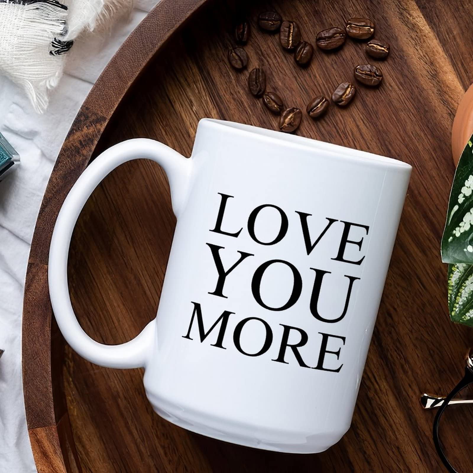 15oz Inspirational Ceramic Coffee Mug - 'Love You More' Tea & Coffee Cup for Mom, Dad, Grandma, Grandpa - Perfect Gift for Women & Men - Great for Home, Office & Gifting