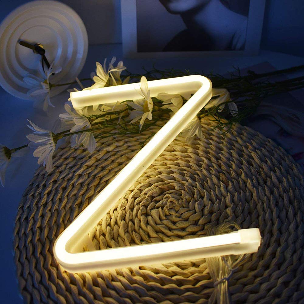 LED Warm White Neon Night Lights - Battery/USB Powered Letter Neon Signs for Kids Room, Home Decor, Bar, Club, Party | Perfect for Birthday, Anniversary, Wedding & Festival Decorations