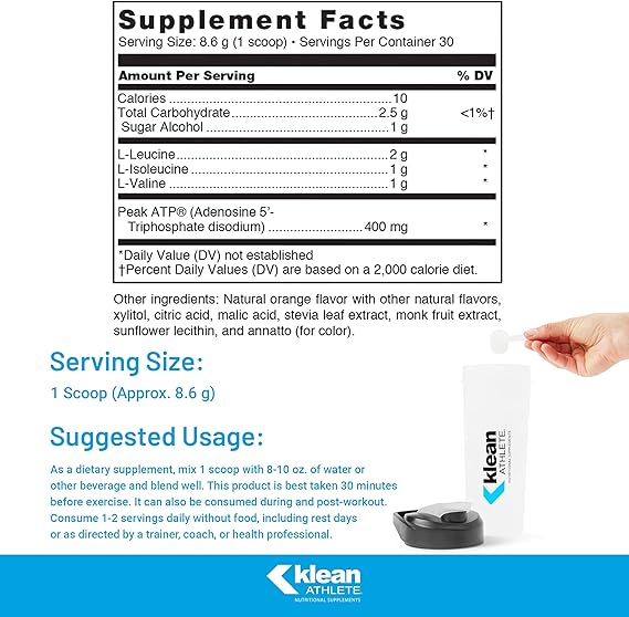 Premium Klean BCAA + Peak ATP® Supplement - Muscle Recovery & Endurance Booster for Athletes & Fitness Enthusiasts - Ideal for Post-Workout & Intense Training Sessions