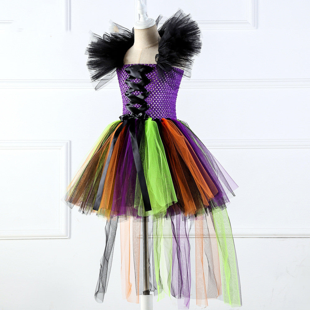 Halloween Wizard Girl Dress Costume for Kids - Magical Witch Outfit for Trick or Treating & Cosplay