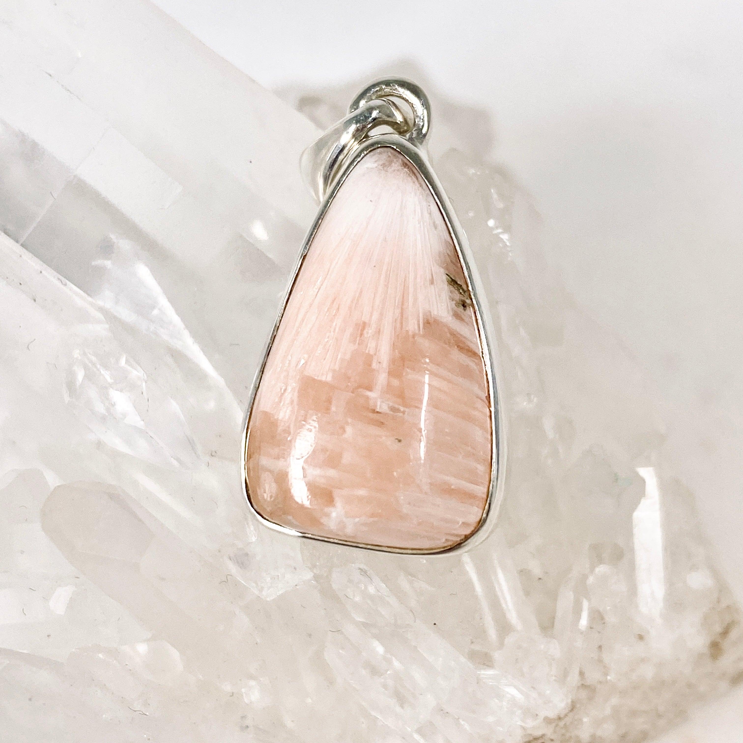 Natural Scolecite Teardrop Pendant Necklace - Healing Crystal Jewelry KPGJ3810 for Meditation, Energy Balancing & Spiritual Gifts