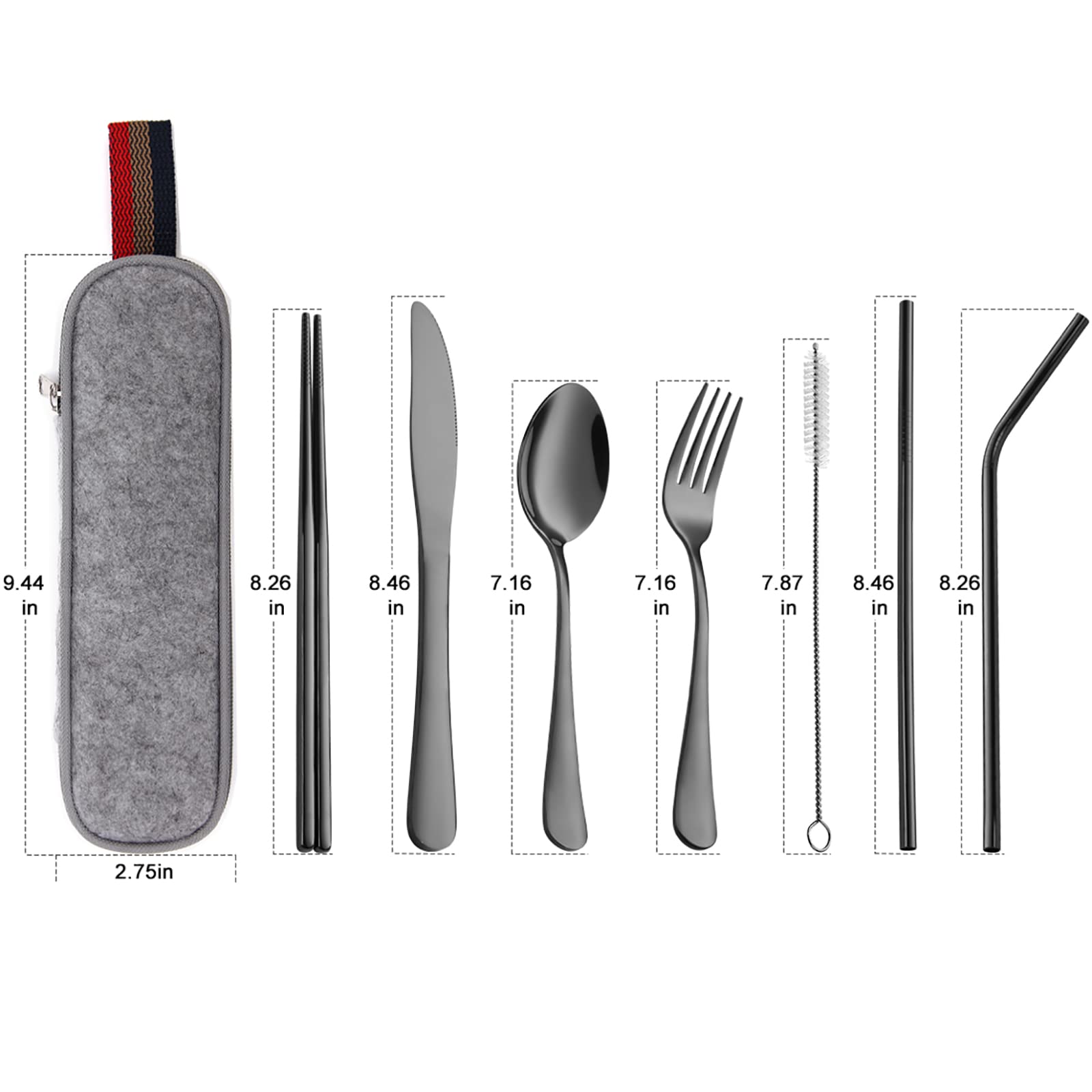 DEVICO 8-Piece Portable Cutlery Set - Stainless Steel Travel Utensils for Camping & Picnics