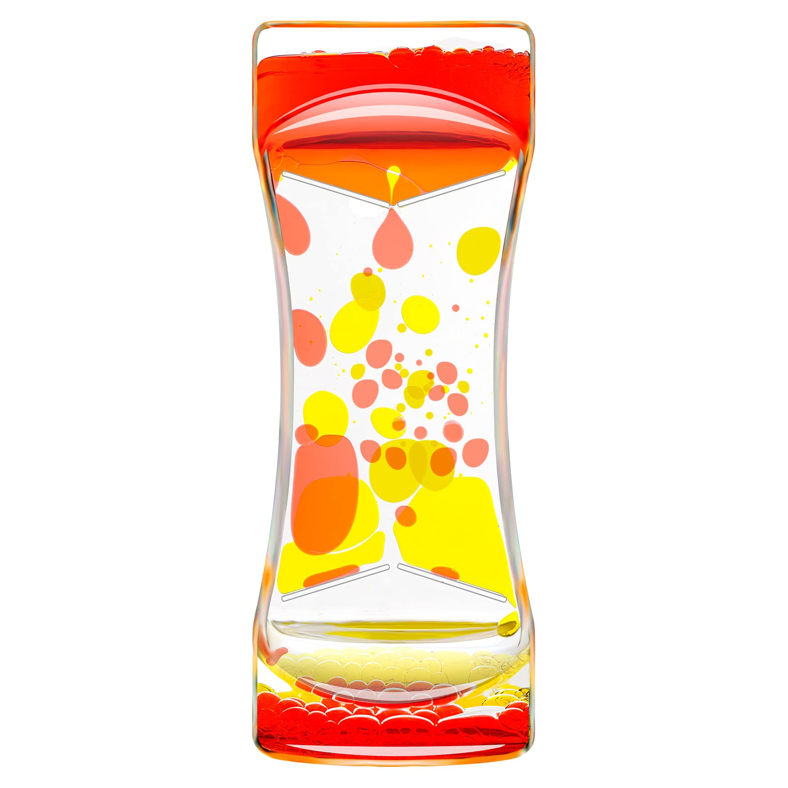 Liquid Motion Bubbler Sensory Timer - Set of 1 | Autism Relaxation Toy, Fidget Oil Drop Water Timer for Stress Relief | Perfect for Home Office Desk, Classroom, or Travel | Great Holiday Stocking Stuffer Gift (Red & Yellow)