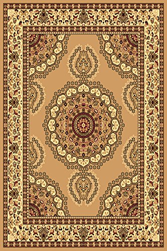 RIMA Traditional Oriental Floral Area Rug - 5x8 & 5x7 Colorful Luxury Handmade Carpet for Bedroom, Living Room, Dining Room - 890 Beige - Perfect for Boho Home Decor & Cozy Interior Design