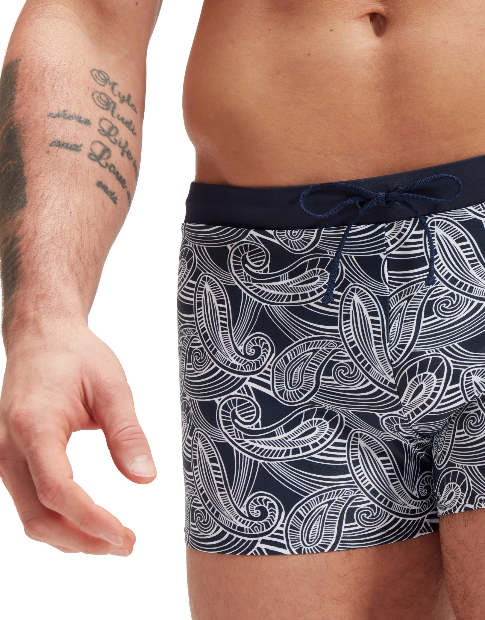 Valmilton Allover Print Aquashort for Women - Navy & White Quick-Dry Swimwear - Perfect for Beach, Pool, and Summer Vacations