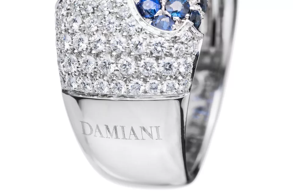 Damiani Fiordi 18K White Gold Diamond & Sapphire Ring for Women | Elegant Luxury Jewelry for Weddings, Anniversaries & Special Occasions