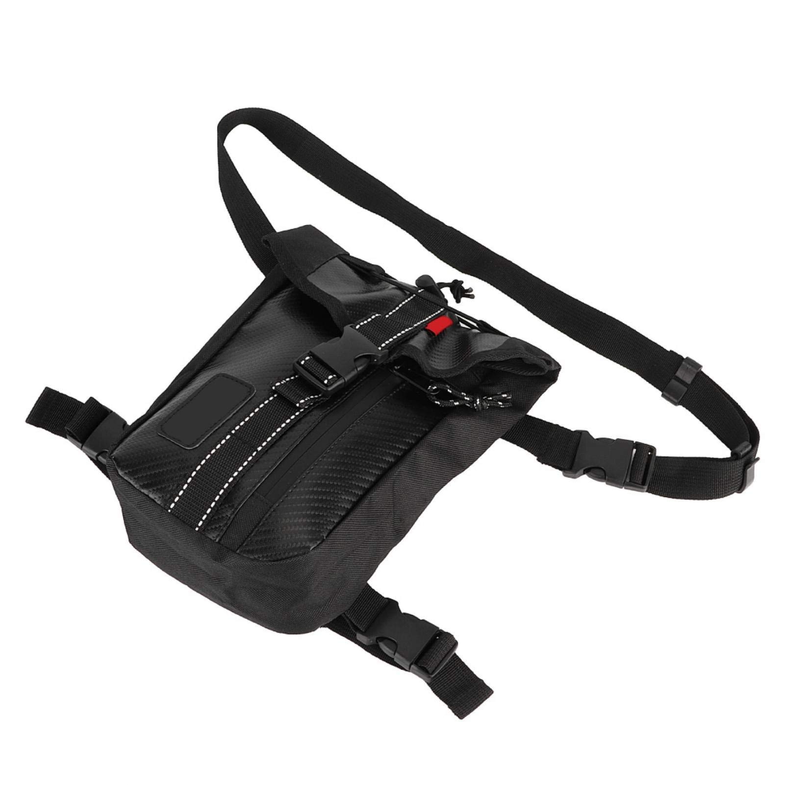 Acouto Carbon Fiber Cycling Waist Bag - Waterproof Motorcycle Leg Pack for Biking & Outdoor Sports - Durable Black Storage Pouch for Phone, Wallet & Essentials