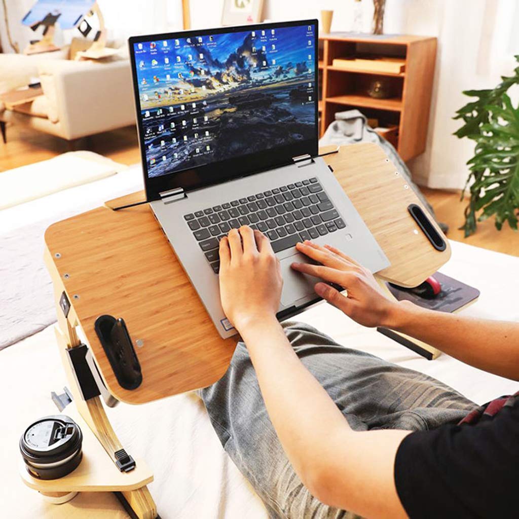 Adjustable Laptop Desk for Bed & Sofa - Foldable Lap Desk with Tray for Eating, Writing & Computer Use - Portable Bed Table Stand for Home Office & Dorm Room (Black)