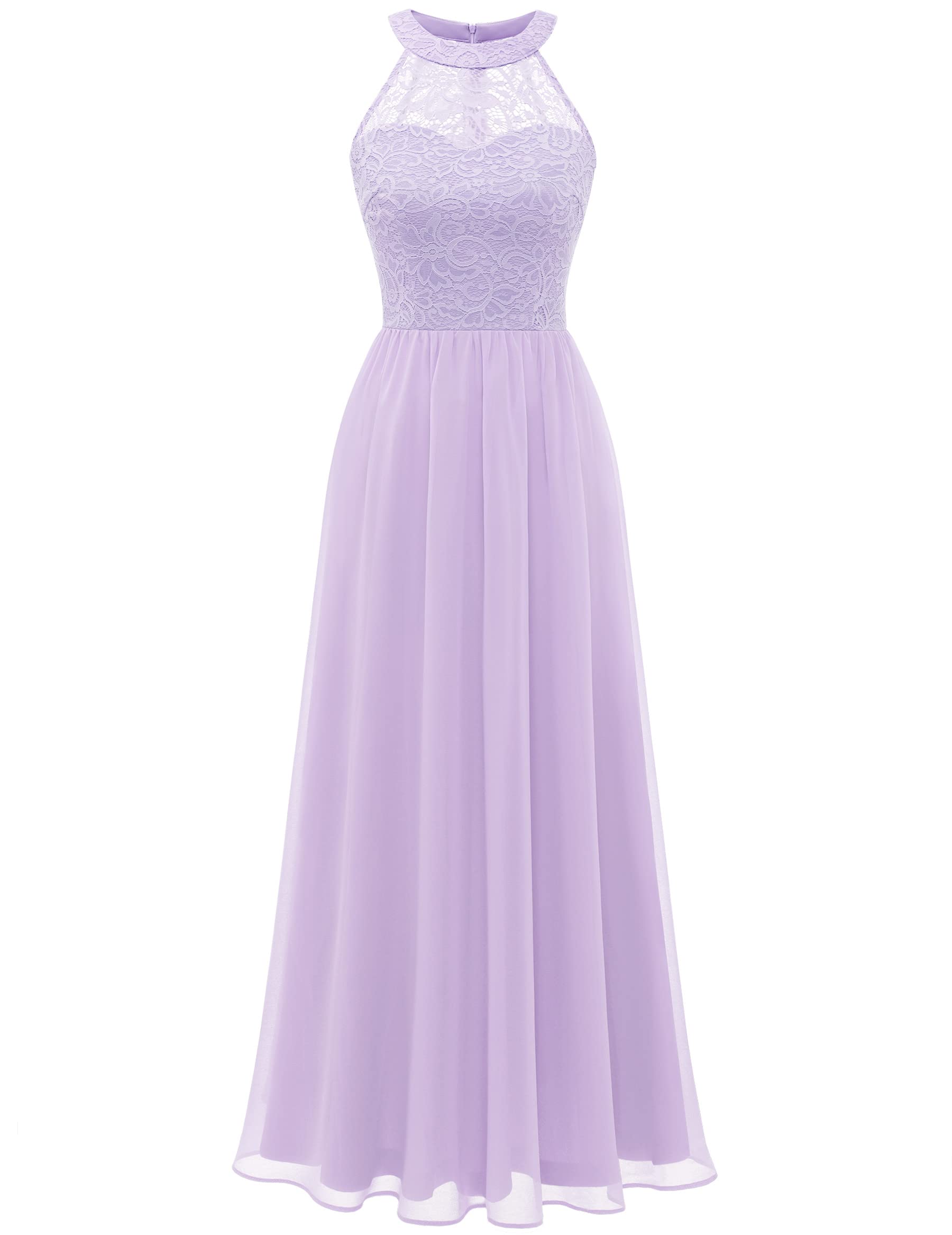 Wedtrend Women's Formal Halter Long Prom Dress - Floral Lace Bridesmaid Gown for Weddings, Parties & Special Occasions