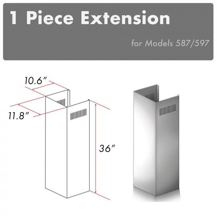 ZLINE 36-Inch Chimney Extension for 9 to 10-Foot Ceilings - Compatible with Models 587 & 597 - Perfect for Kitchen Range Hood Ventilation & High Ceiling Installations