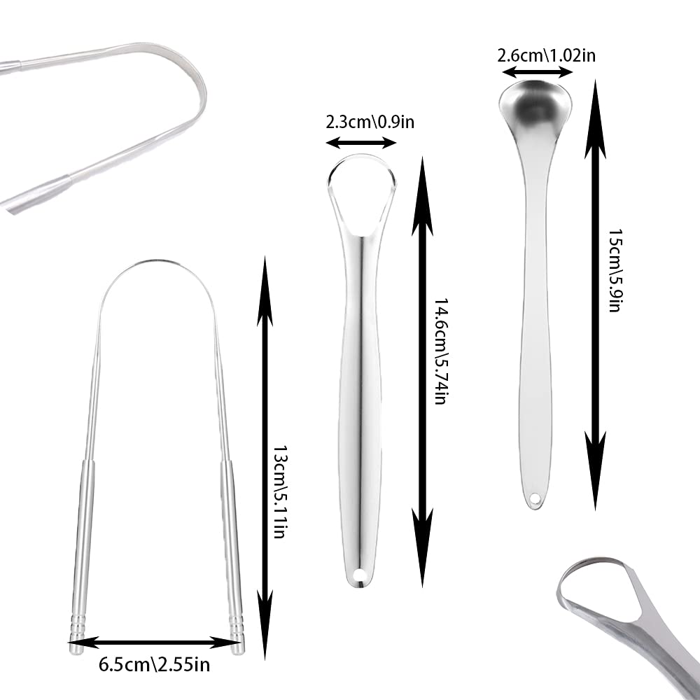 6-Pack Stainless Steel Tongue Scrapers - BOSOIRSOU Portable Tongue Cleaner & Breath Freshener for Adults & Kids - Perfect for Daily Oral Hygiene, Travel & Bad Breath Prevention