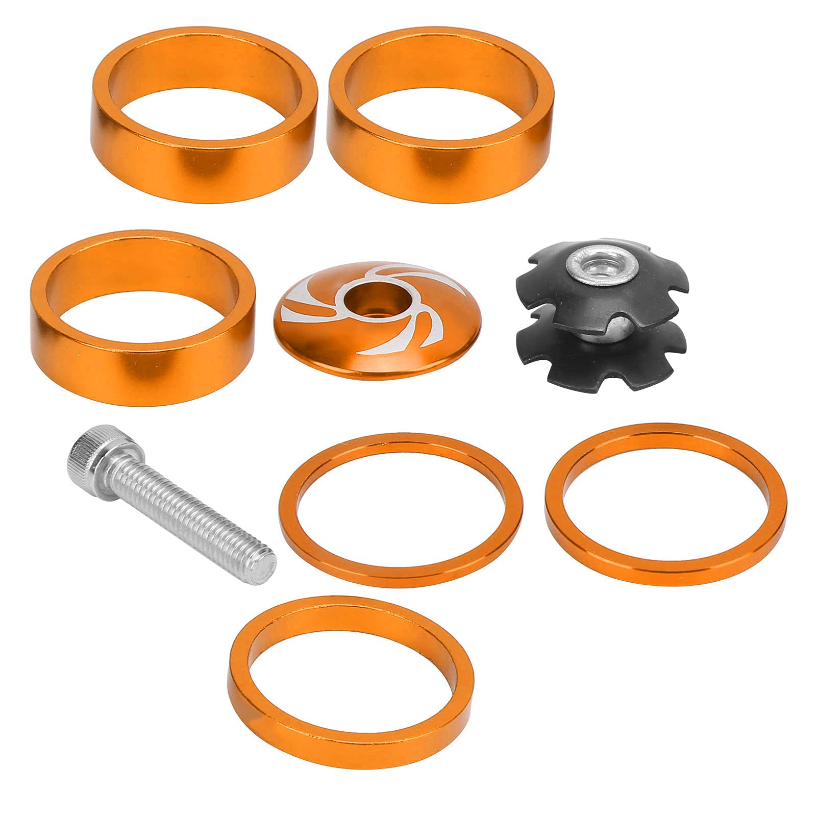 Zyyini 1 1/8 Inch Bike Headset Spacer Set - 28.6mm/1.1in Fork Tube Compatible with Stem Top Cover, Star Nut & Bolt - Gold | Perfect for Mountain Bikes, Road Bikes & BMX Upgrades