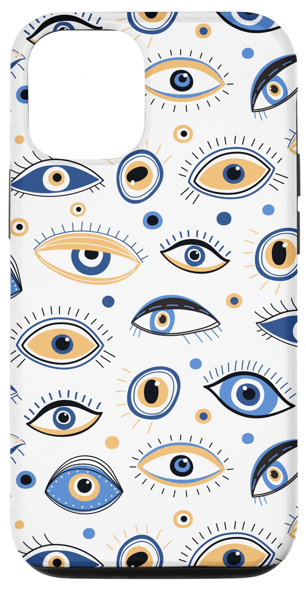 iPhone 12/12 Pro Evil Eye Amulet Phone Case - Good Vibes White Protective Cover for Daily Use & Travel