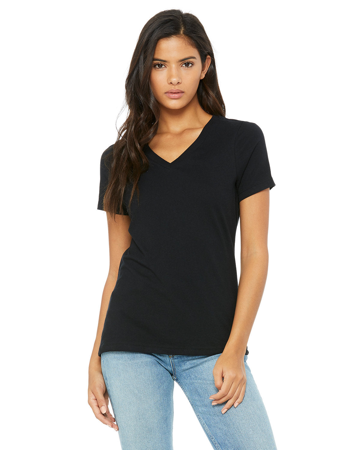 Bella + Canvas 6405 Women's Relaxed Fit Jersey V-Neck T-Shirt - Soft & Comfortable Casual Tee for Everyday Wear, Workout, and Lounge