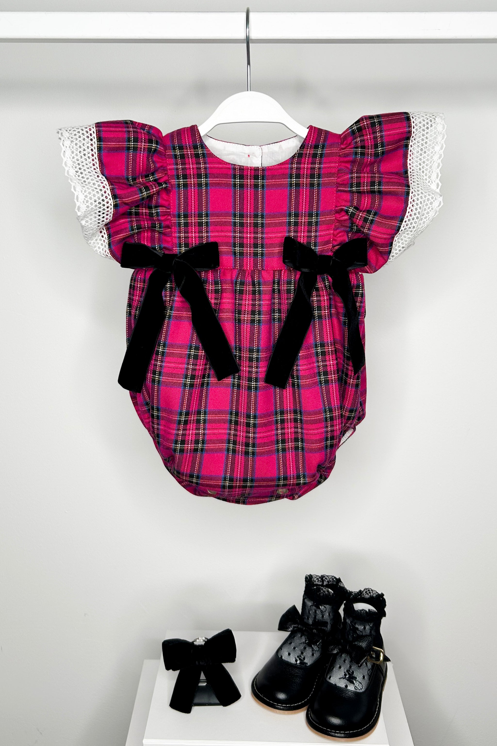 Fleur Hot Pink Tartan Romper - Stylish Women's Jumpsuit for Casual Outings, Parties & Summer Fashion