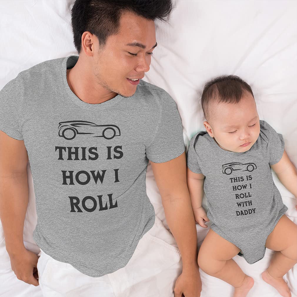 Father and Baby Matching Outfits - Cute Dad & Child French Fry Printed Cotton T-Shirts (Black, Dad Medium & Baby 12 Months) | Fun Family Outfits for Father's Day, Casual Wear, Photo Shoots