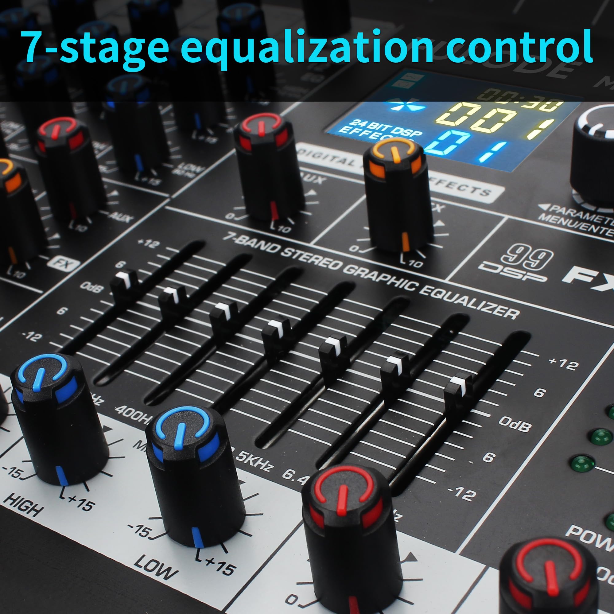 12-Channel Bluetooth Studio Audio Mixer with 99-Bit DSP Digital Processor, USB MP3 for PC Recording, RCA & XLR Microphone Inputs, 48V Phantom Power – Perfect for DJs, Podcasters, and Home Studio Recording