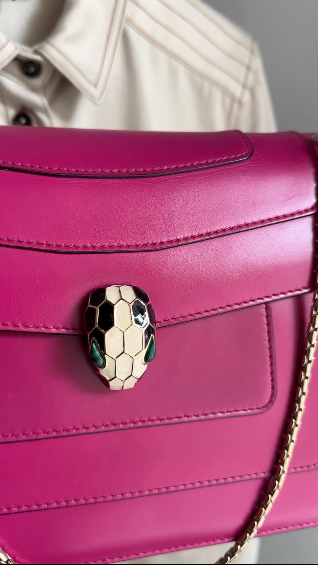 Bvlgari Magenta Leather Medium Serpenti Flap Bag - Luxury Designer Handbag for Women, Perfect for Evening Parties & Special Occasions