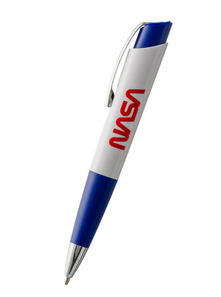 NASA White & Blue Eclipse Space Pen - Astronaut-Approved Zero Gravity Ballpoint Pen for Writing Upside Down, Ideal for Office, Travel & Space Enthusiasts