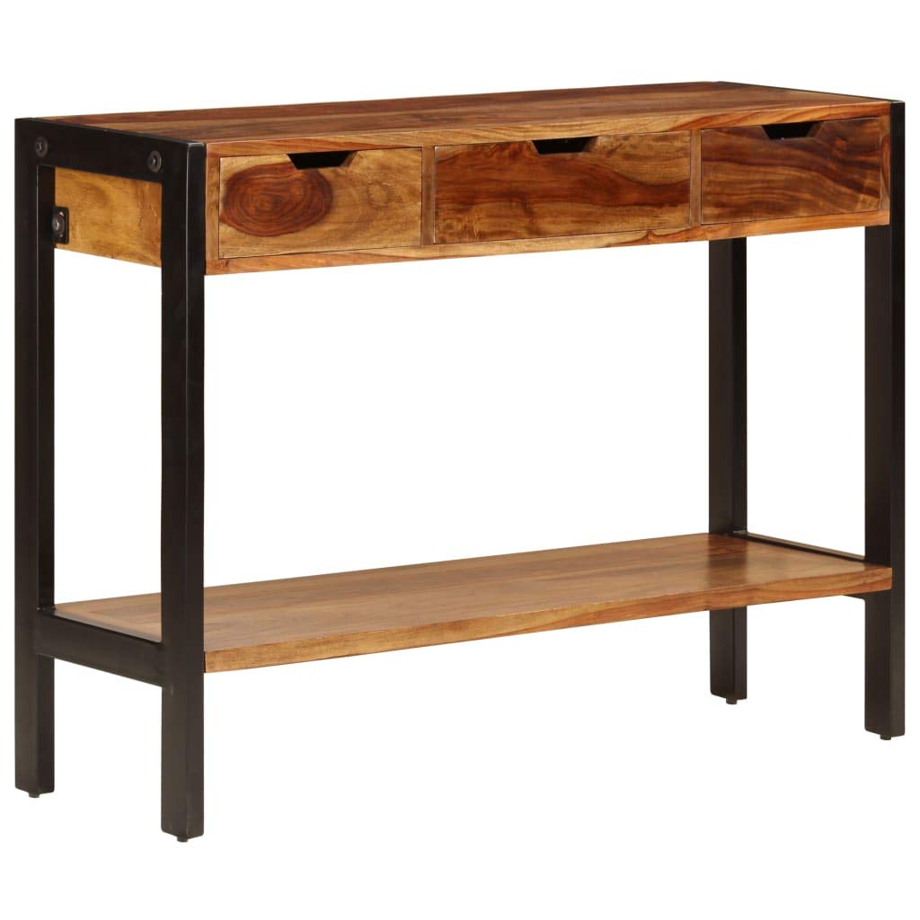 Solid Sheesham Wood Dining Table & Buffet Server - 43.3