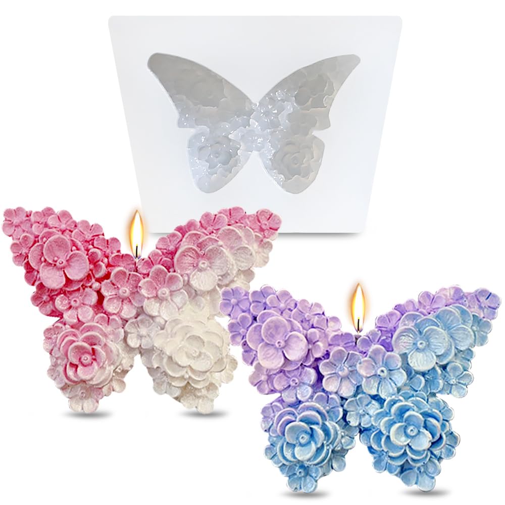 3D Flower Butterfly Silicone Molds for Epoxy Resin, DIY Candles, Soap & Chocolate - Reusable Baking Molds for Cake Decorating, Fondant & Plaster Crafts - Perfect for Home Decor, Wedding Favors & Gift Making