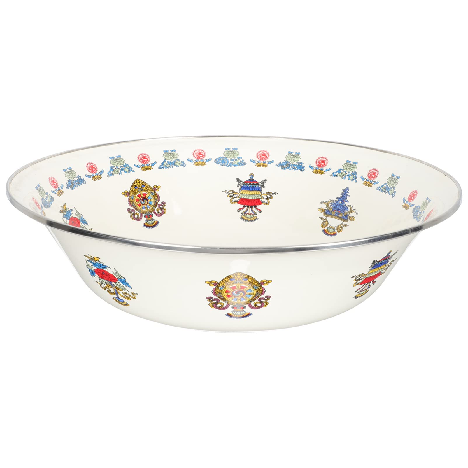 Vintage Enamel Wash Basin - Large Enamelware Bowl for Soup, Salad, Pasta & Noodles | Durable Camping, Outdoor Picnic & Kitchen Serving Tray | Perfect for Camping Trips, Backyard BBQs & Rustic Dining