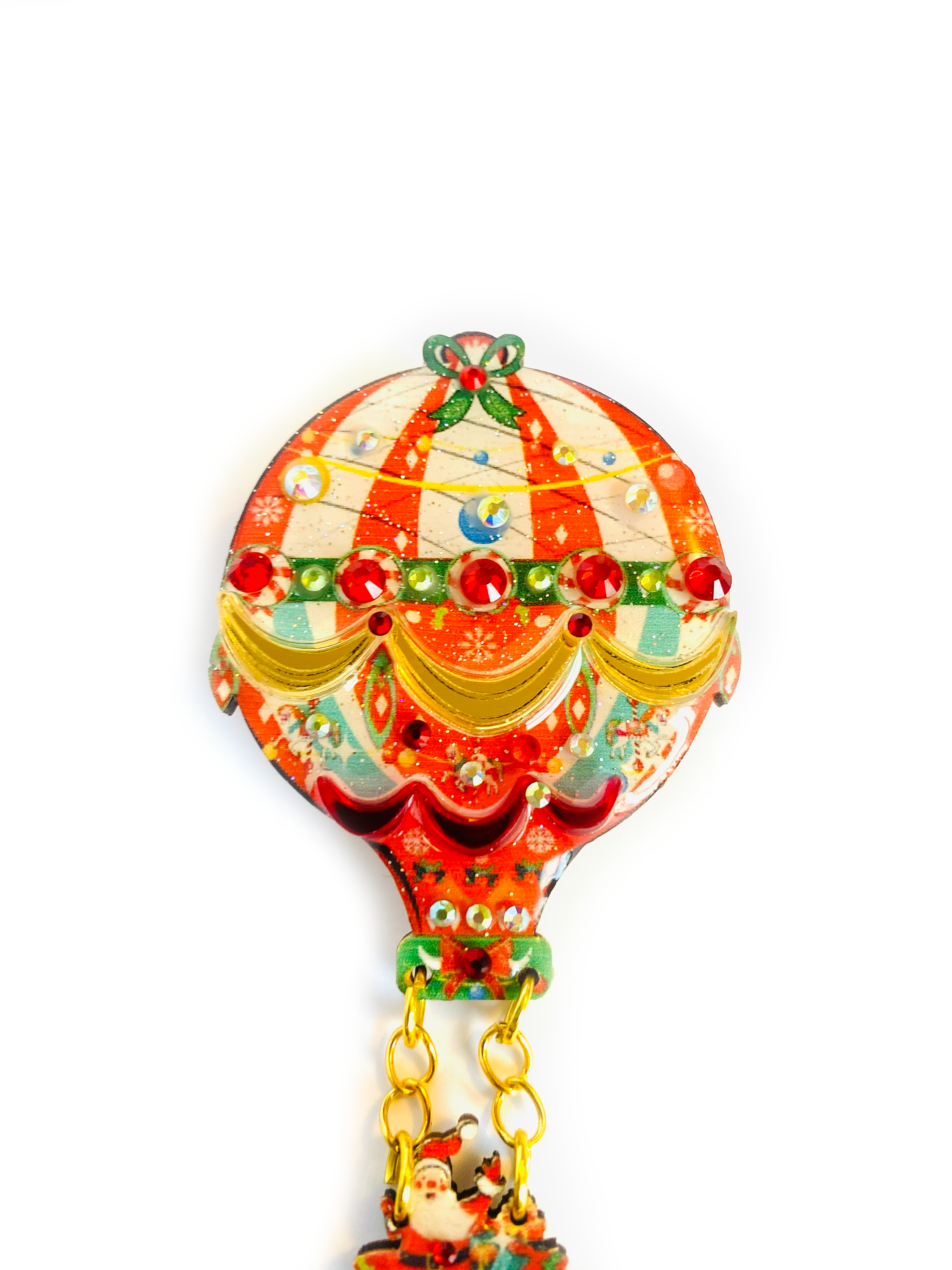 Christmas Hot Air Balloon Brooch by Rosie Rose Parker - Festive Holiday Jewelry for Women, Unique Gift for Christmas Party & Winter Fashion Accessories