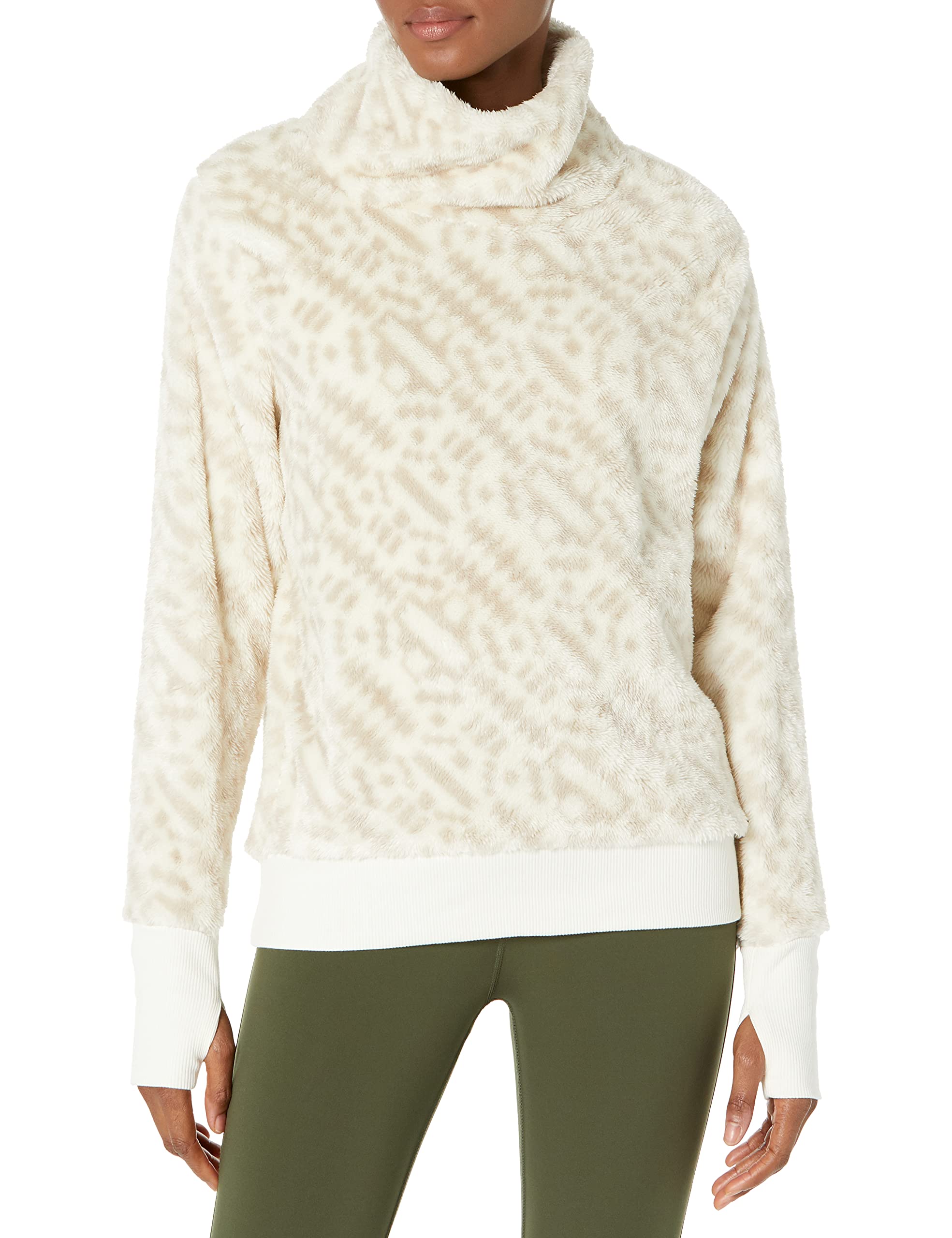 Andrew Marc Women's Nordic Print Fur Funnel Neck Tunic Sweater - Cozy Winter Pullover for Casual Outings & Holiday Gatherings