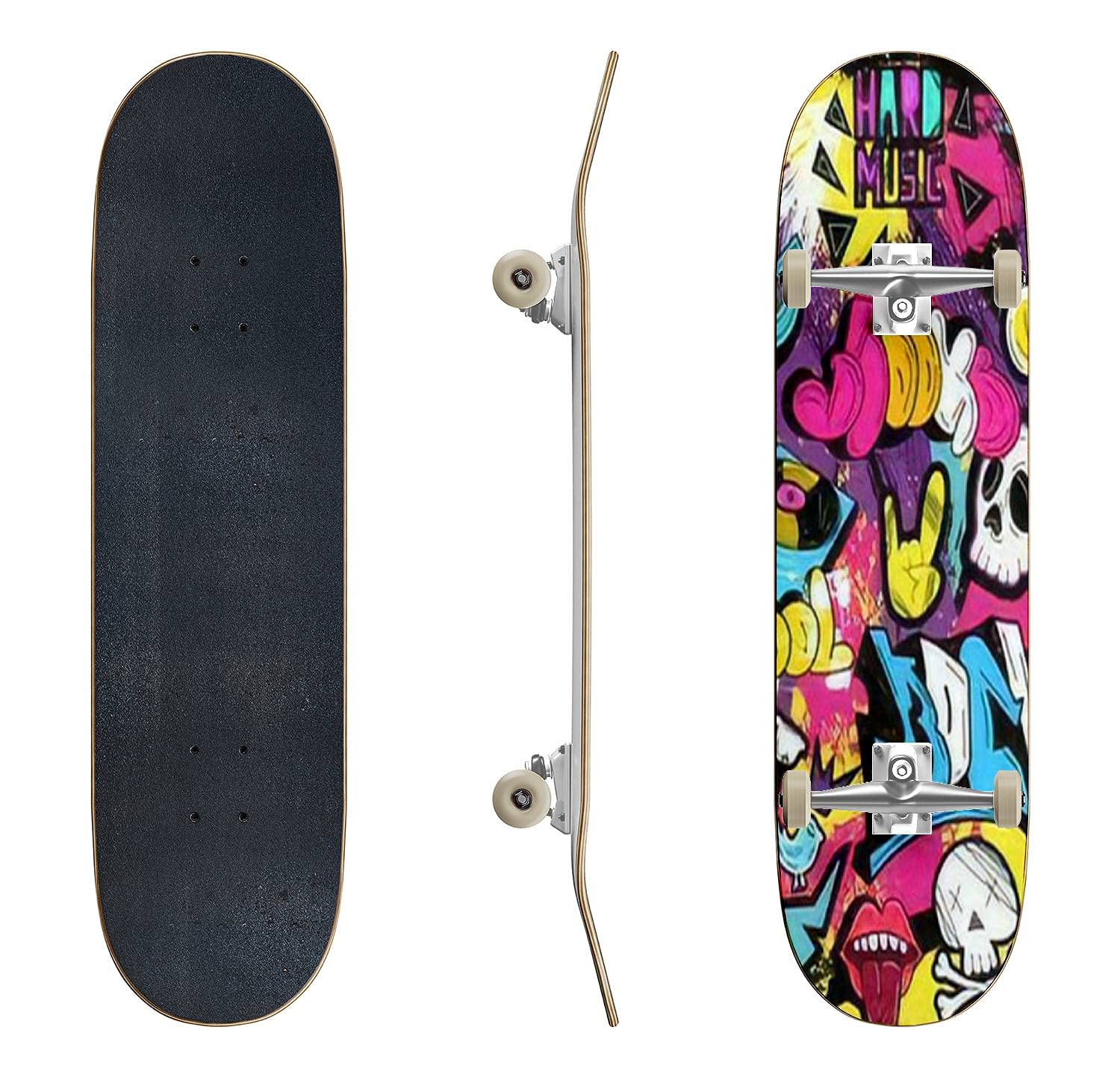 Psychedelic Graffiti Skateboard - Classic Concave Longboard for Beginners & Professionals | Extreme Sports, Teen Gifts | Perfect for Street Skating, Park Tricks & Commuting