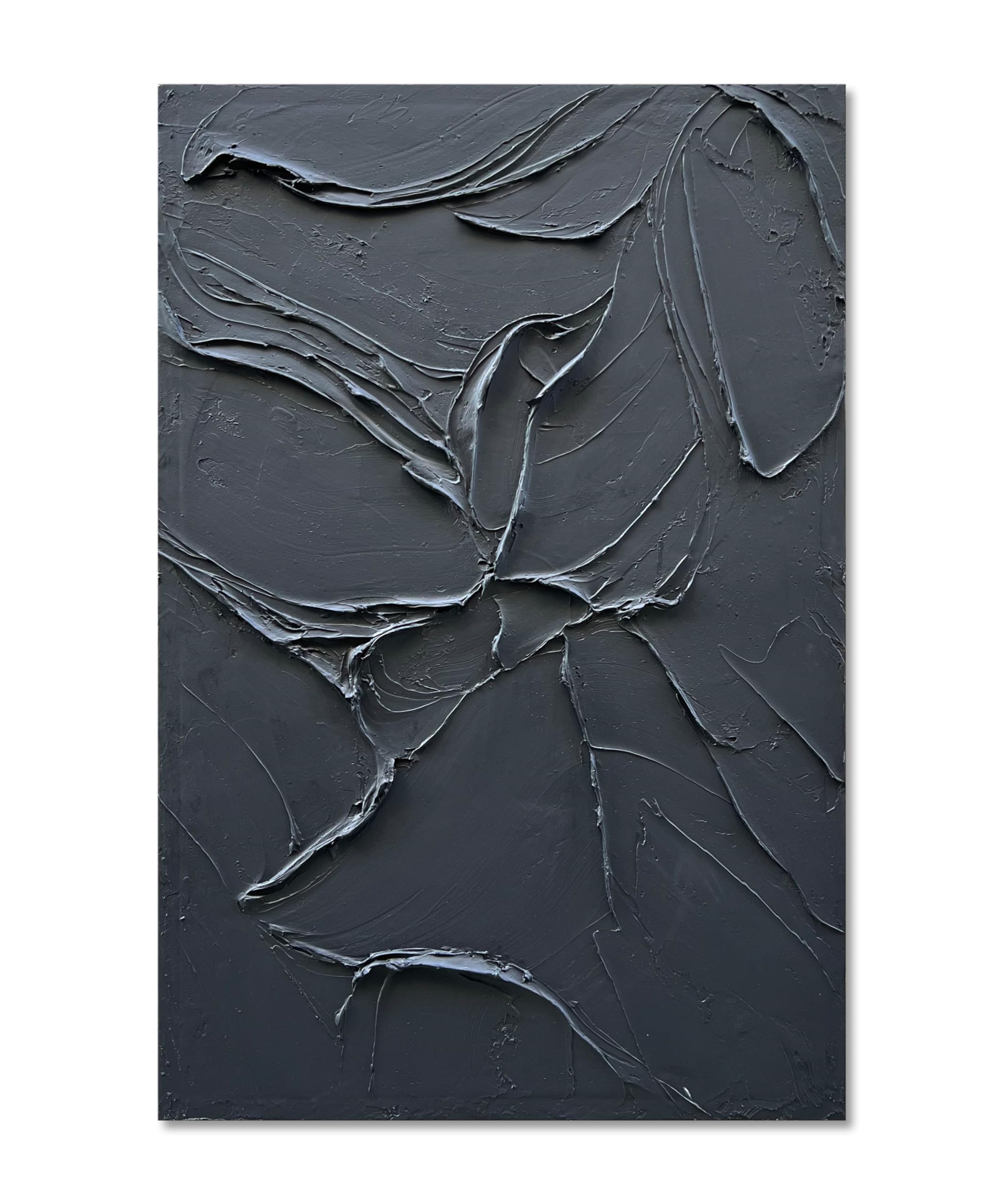 NANKAI 45x30 Inch Black Minimalist Oil Painting - Thick Texture Contemporary Art for Home & Office Wall Decor | Perfect for Living Room, Bedroom, or Workspace
