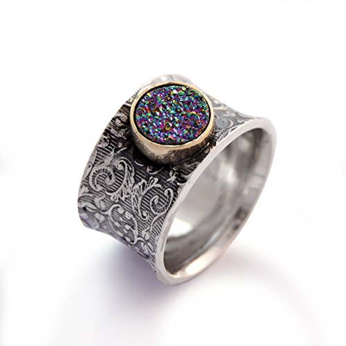 Two-Tone Druzy Floral Ring for Women | Elegant Bohemian Style Jewelry | Perfect for Parties, Weddings & Everyday Wear