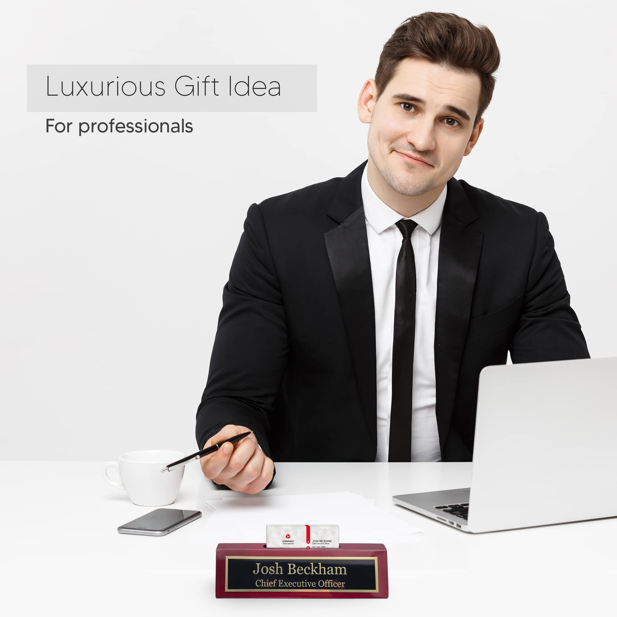 Custom Engraved Wood Name Plate for Desk | Personalized Office Name Plaque Gift (2
