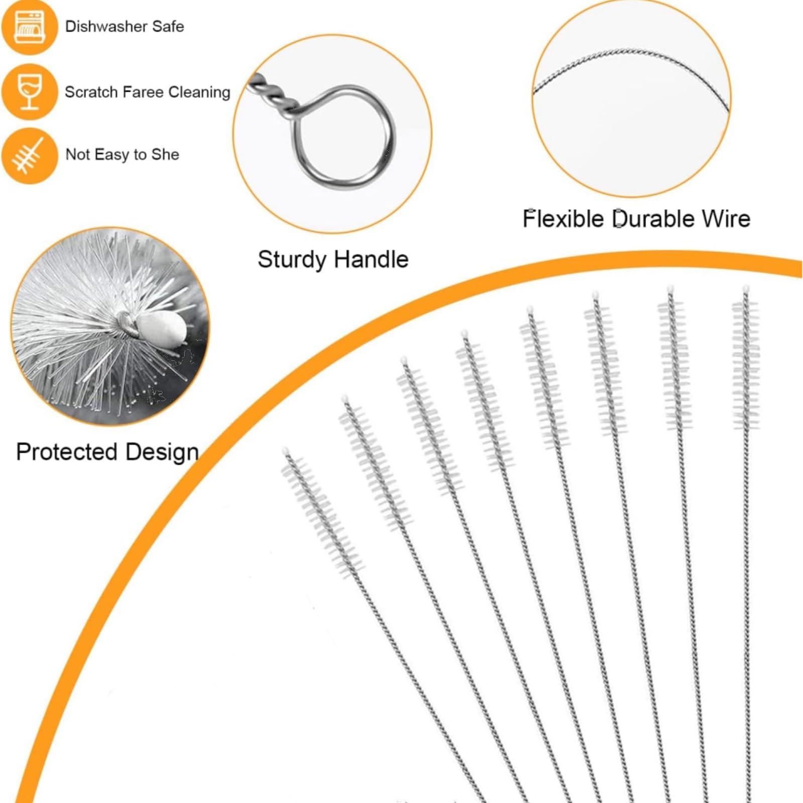 8-Pack Reusable Straw Cleaner Brush for Stanley, Owala & Yeti Tumblers - Durable Bottle Straw Cleaning Brushes for Travel, Gym & Outdoor Activities