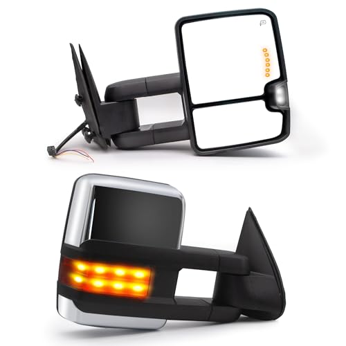 99-02 Chevy GMC Power Heated Tow Mirrors Chrome