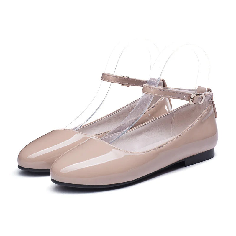 Spring Women's Flat Loafers - Casual Elegant Shoes with Ankle Straps | Red, Pink & White Footwear | Perfect for Daily Wear, Office & Dance Parties | Comfortable Slip-On Shoes for Women