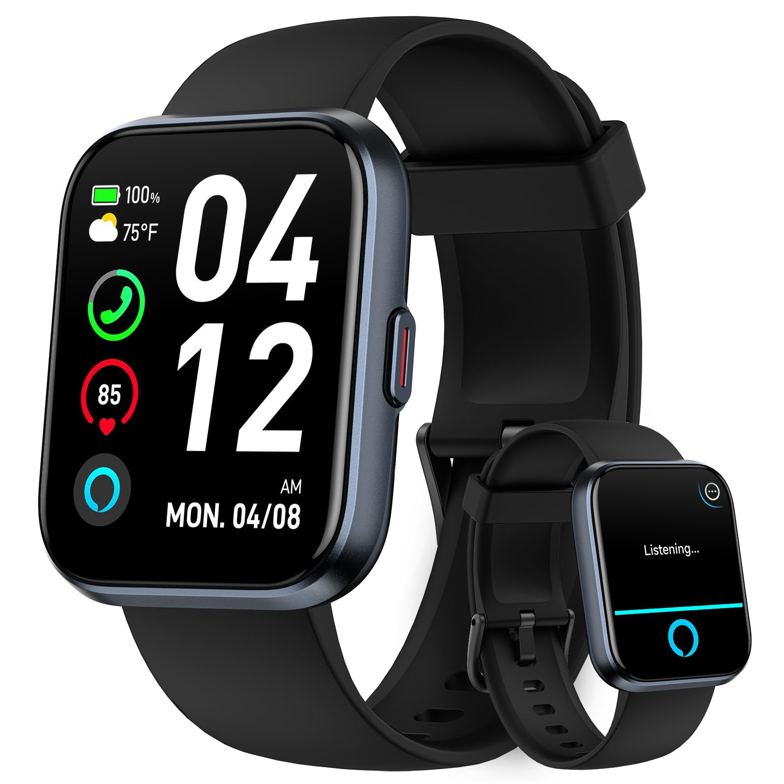 Fitpolo W208 Plus Smart Watch for Women - Fitness Tracker with Heart Rate Monitor, Sleep Tracking, Waterproof, Compatible with Android & iPhone (Black + Light Blue) - Perfect for Workouts, Running & Daily Activity Tracking