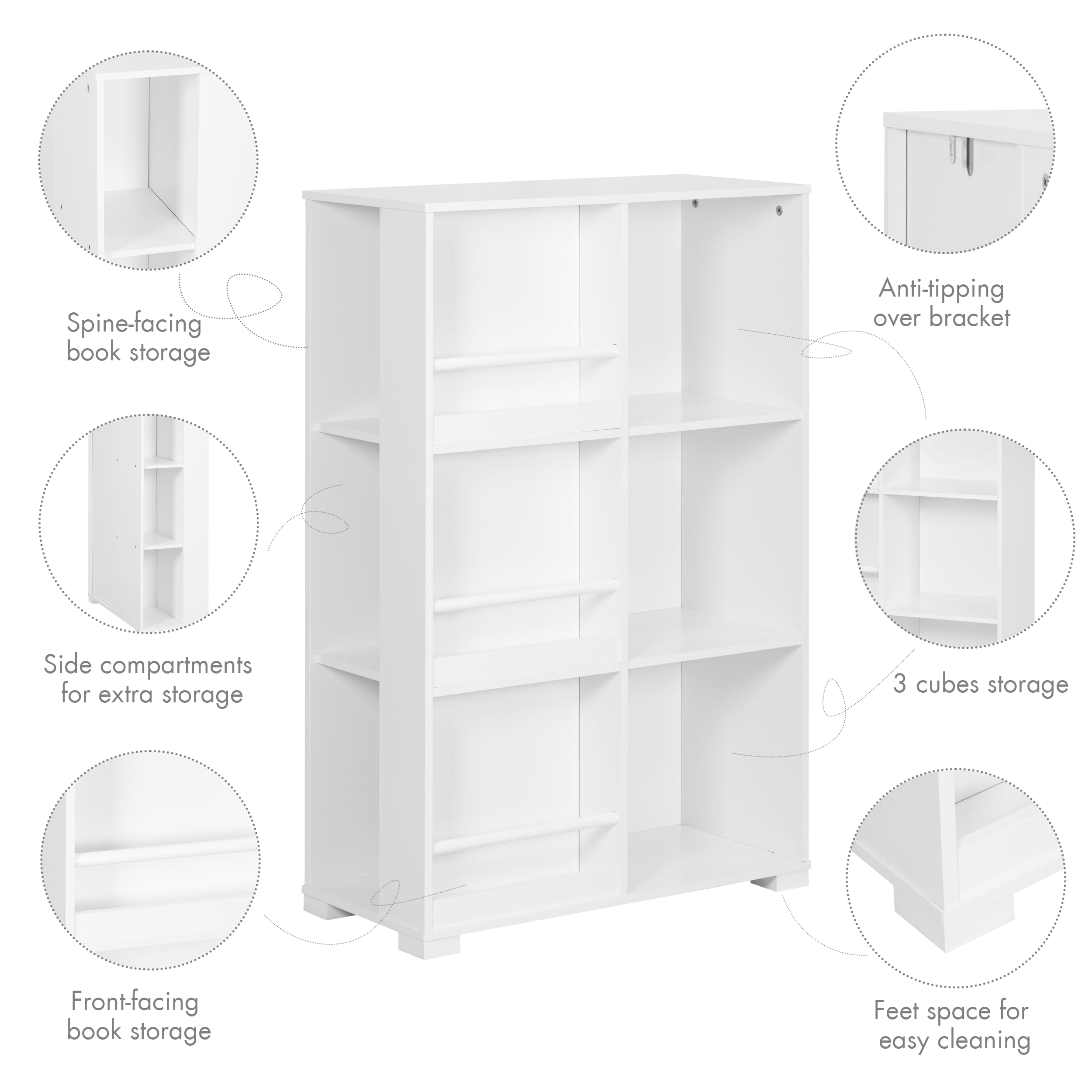 UTEX Kids Bookshelf - Wooden Bookcase with 6 Cube Storage, Toy Organizer & Display Stand for Nursery, Bedroom, Study Room - Perfect for Kids' Book Storage and Playroom Organization