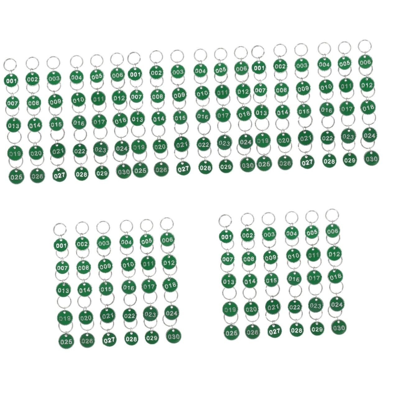 SAFIGLE 5 Sets Durable Keychain Number Tags - Round Metal ID Labels for Keys, Luggage & Pet Collars (30pcs x 5) - Perfect for Organization, School, Office & Travel Accessories