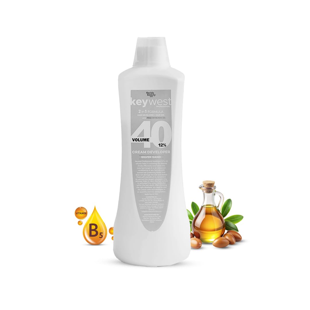 Keywest Professional Hair Color Developer 40 Volume 12% - 1000ml | Cream Developer for Hair Coloring | 2-in-1 Formula with Pro Vitamin B5 | Salon & At-Home Hair Coloring & Conditioning Treatment