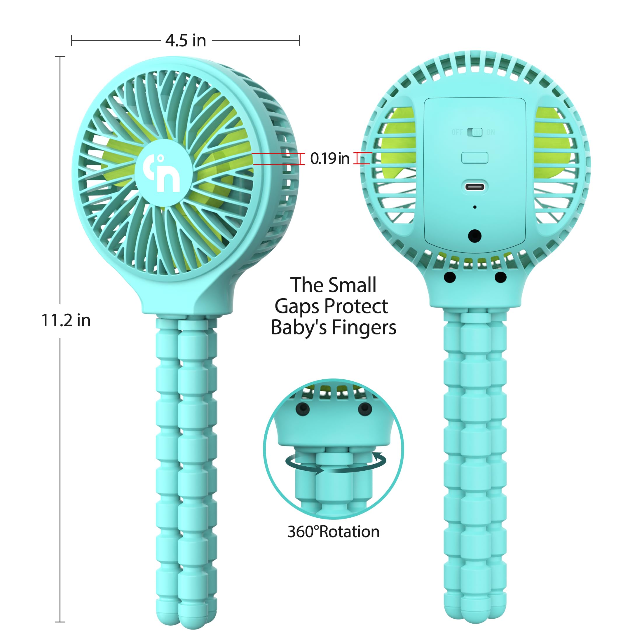 HomeLifairy Rechargeable Stroller Fan - Portable USB Clip On Fan for Baby Stroller, Car Seat & Desk - Battery Operated Mini Handheld Personal Cooling Fan (Blue) | Perfect for Outdoor Activities, Travel & Office Use