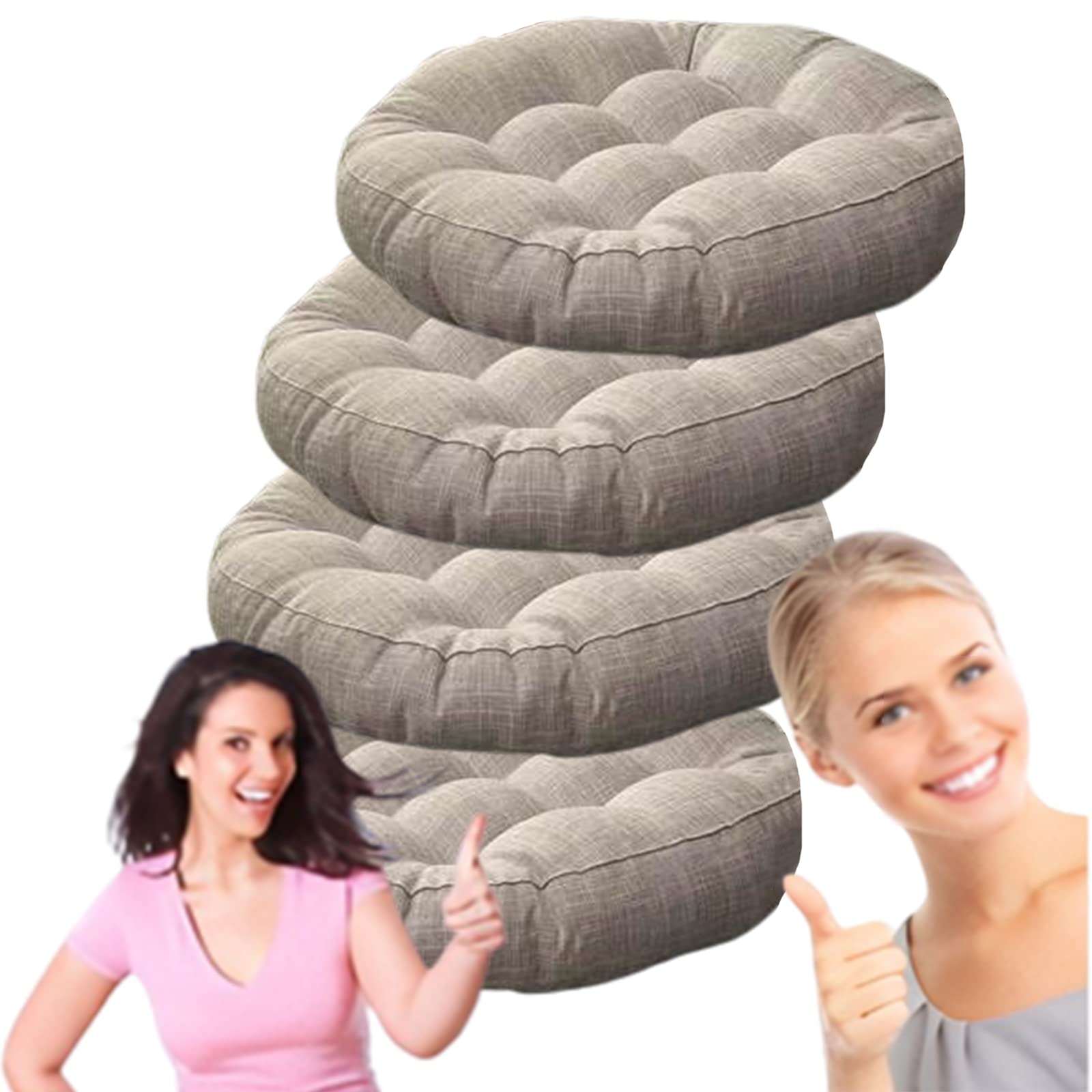 Round Floor Pillows Cushions Set of 4 - 22 Inch Soft Meditation Yoga Seat Pads for Indoor & Outdoor Use - Living Room, Balcony, Sofa, Garden - Gray (55cm)