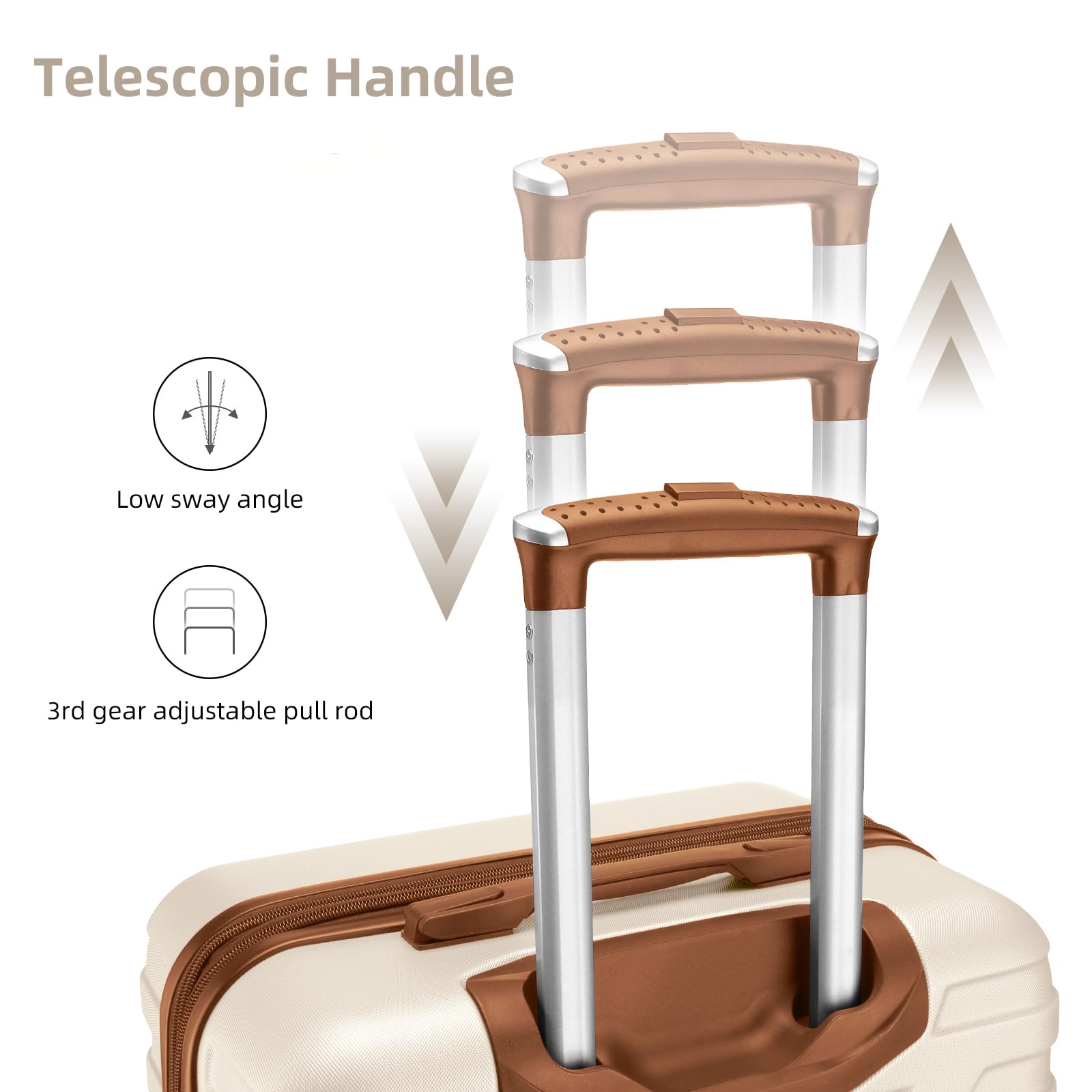 5-Piece Lavender Hardside Expandable Luggage Set for Women with TSA Lock, Wheels & Cosmetic Case - Lightweight Travel Suitcases in White & Brown - Perfect for Air Travel, Vacations & Business Trips
