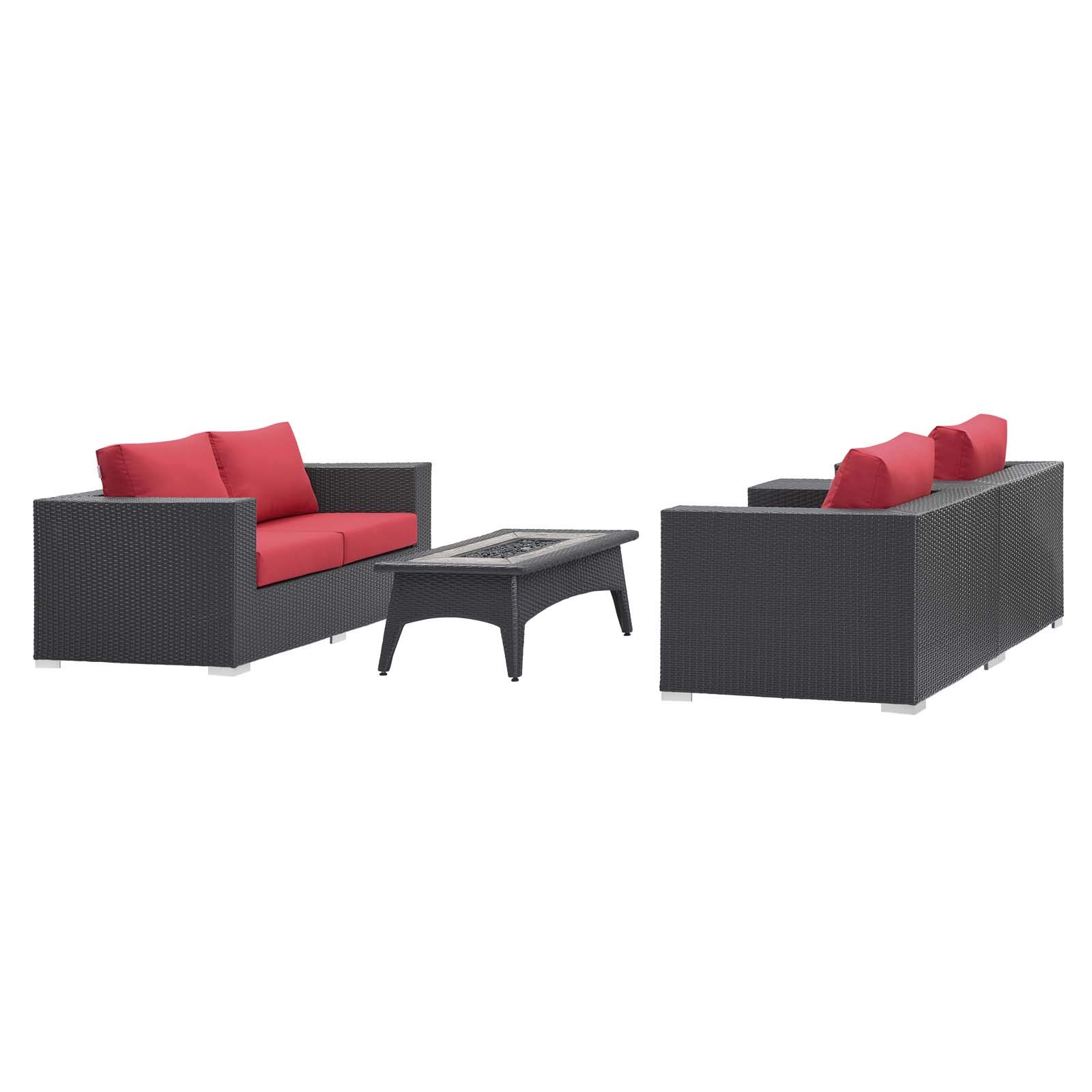 Modern Outdoor Patio Lounge Sofa Set with Chair & Coffee Table - Waterproof Fabric Rattan Wicker Fire Pit Furniture - Perfect for Backyard, Garden, Poolside Relaxation & Entertaining