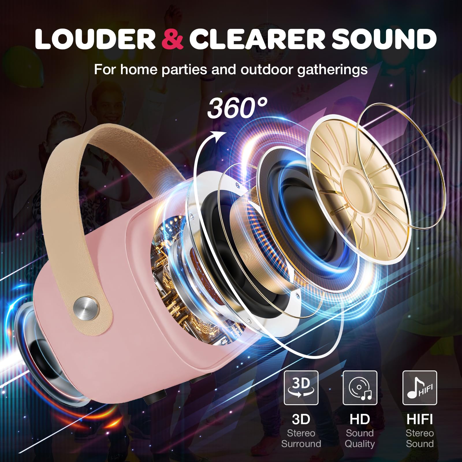 Best Kids Karaoke Machine with 2 Wireless Bluetooth Microphones - Portable Mini Singing Machine for Home & Parties (Pink) - Perfect for Birthday Gifts, Family Fun & Indoor Entertainment